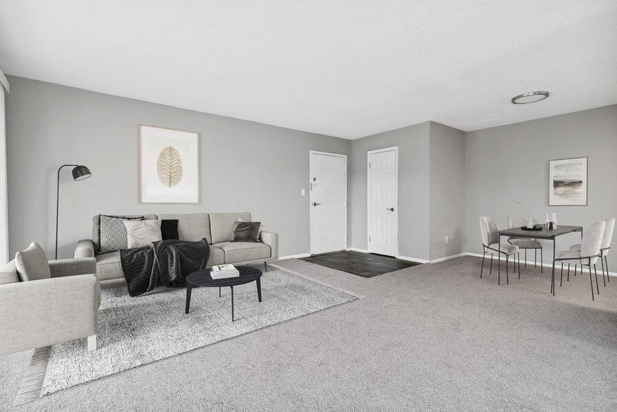 Model living room and entry