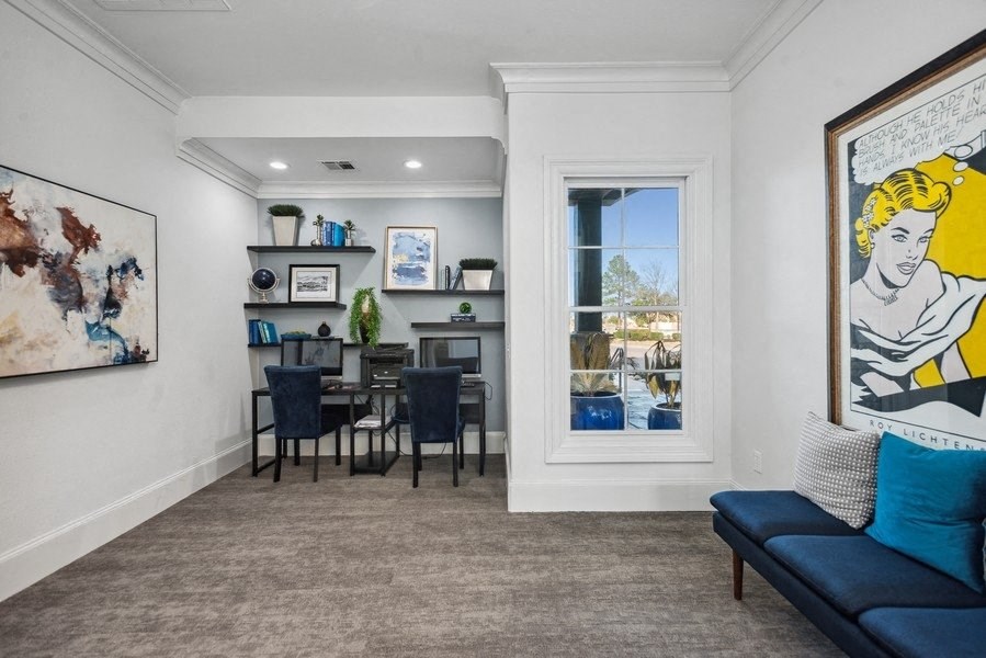 Community computer station at Park West Apartments in Houston, Texas