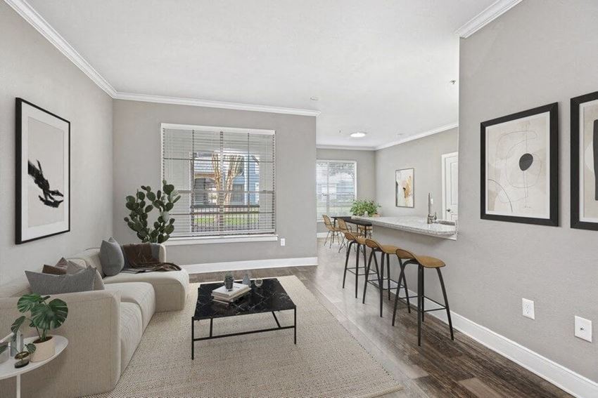 Model living and kitchen