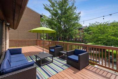 Clubhouse patio deck with lounge chairs