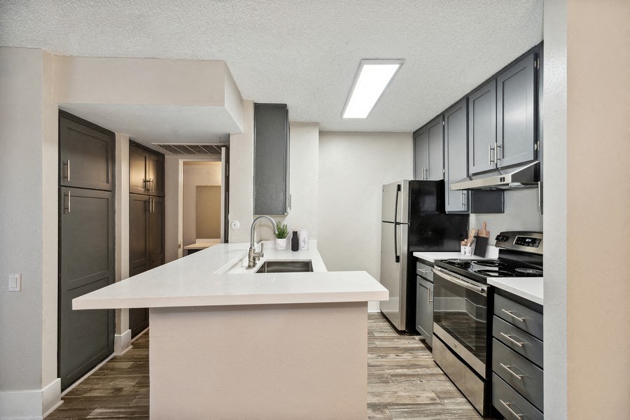 Model kitchen with bar