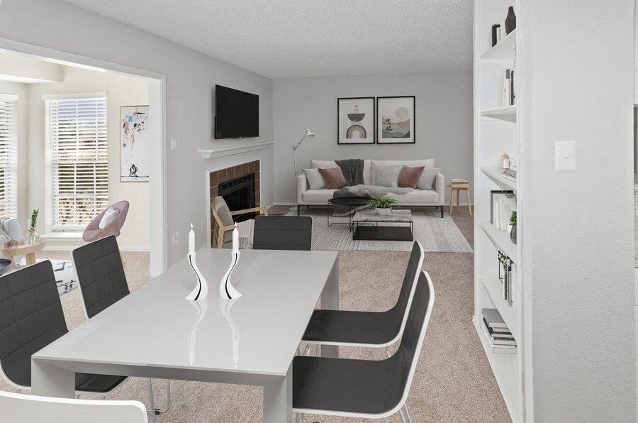 Model dining and living room at Autumnwood, Arlington, TX