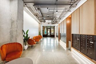 Community lobby with mailboxes at TL Residences