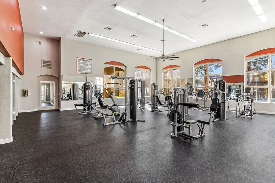 Community Fitness Center with Equipment at Topaz Springs Apartments in Las Vegas, NV.