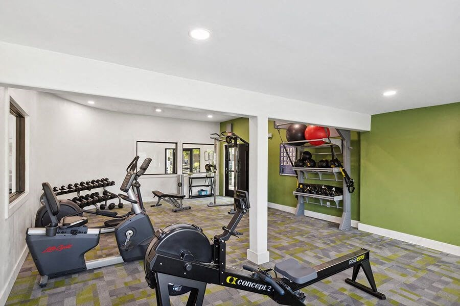 Community Fitness Center with Equipment at Lakeside Casitas Apartments located in Tucson, AZ.