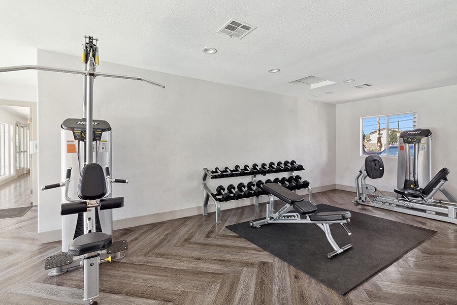 Community Fitness Center with Equipment at Loma Vista Apartments in Las Vegas, NV.