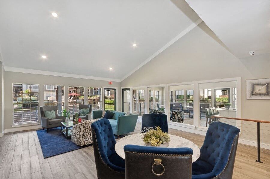 Leasing office lobby at Cobblestone, Arlington, TX