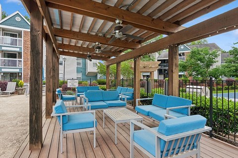 Outdoor Picnic Area with Lounge Furniture and Canopy at Park 2300 Apartments in Charlotte, NC.