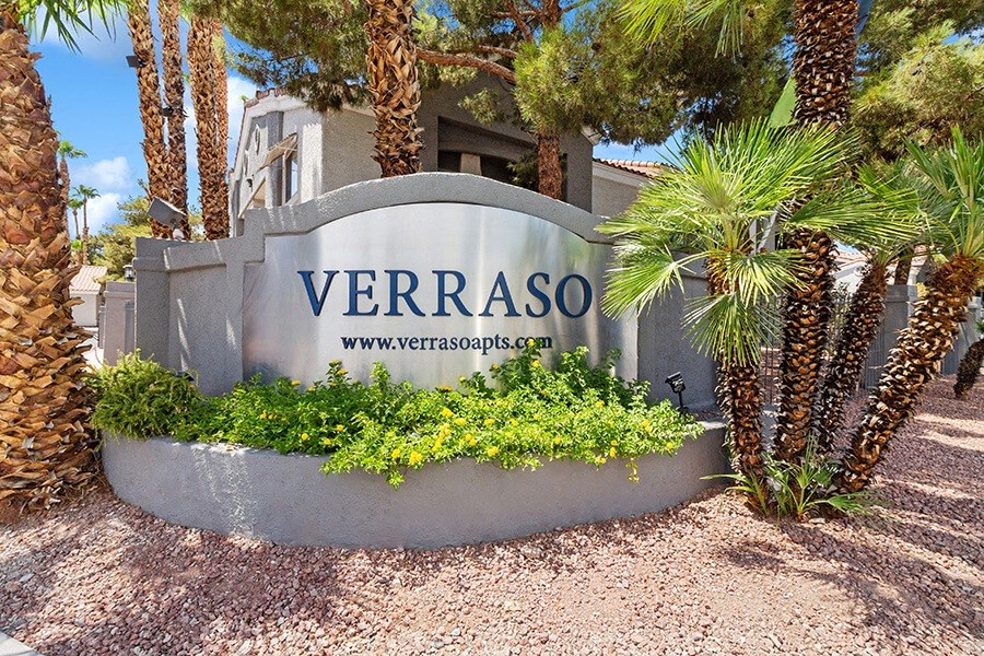 Community Monument Sign at Verraso Apartments in Las Vegas, NV.