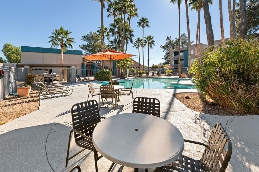 Picnic area near swimming pool