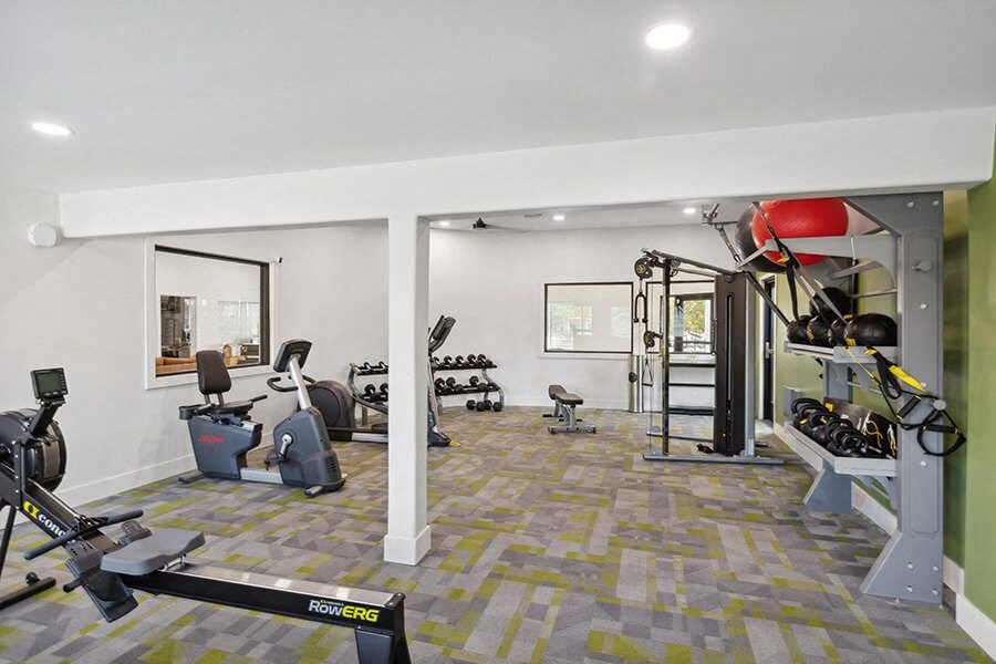 Community Fitness Center with Equipment at Lakeside Casitas Apartments located in Tucson, AZ.
