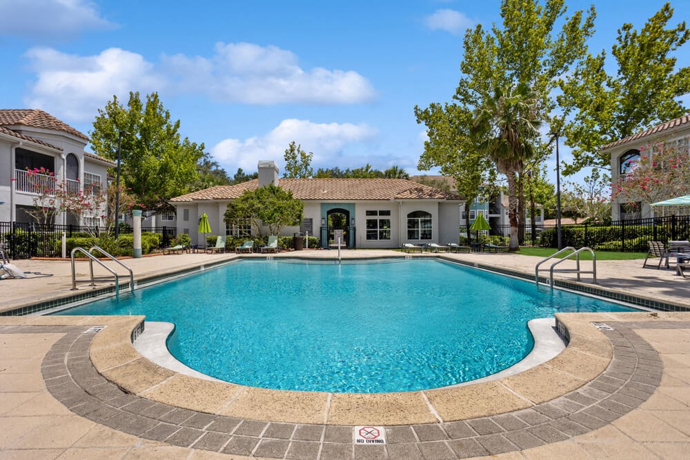 take a dip in the resort style pool at villas at houston levee west apartments