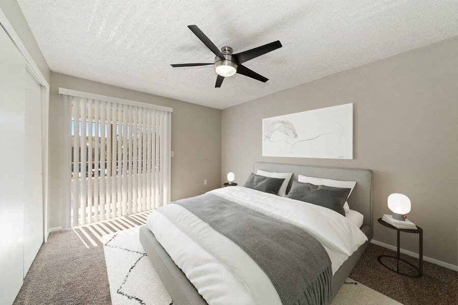 Model bedroom with patio