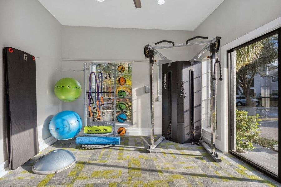 Indoor Fitness Center at Caribbean Breeze Apartments in Tampa, FL.