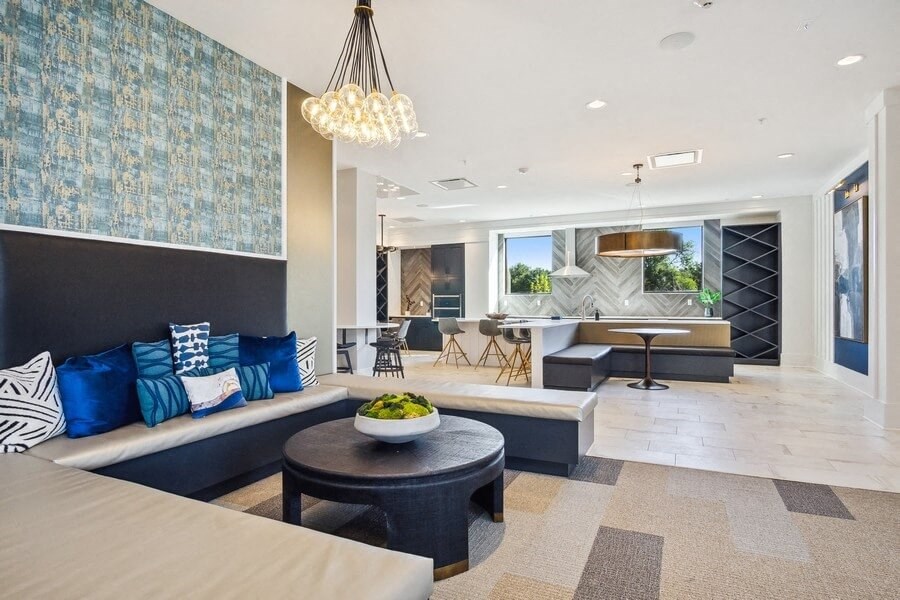 Community lounge with booth seating