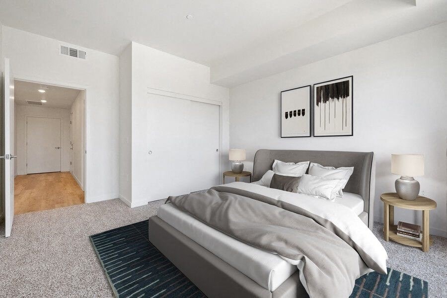 Model bedroom with closet