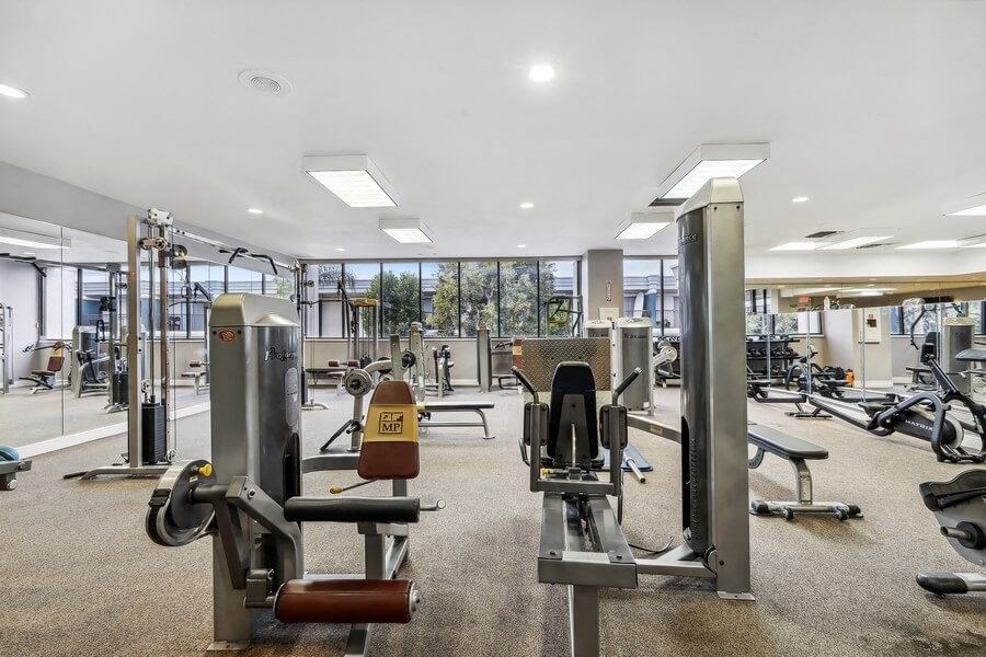 Fitness center with workout equipment