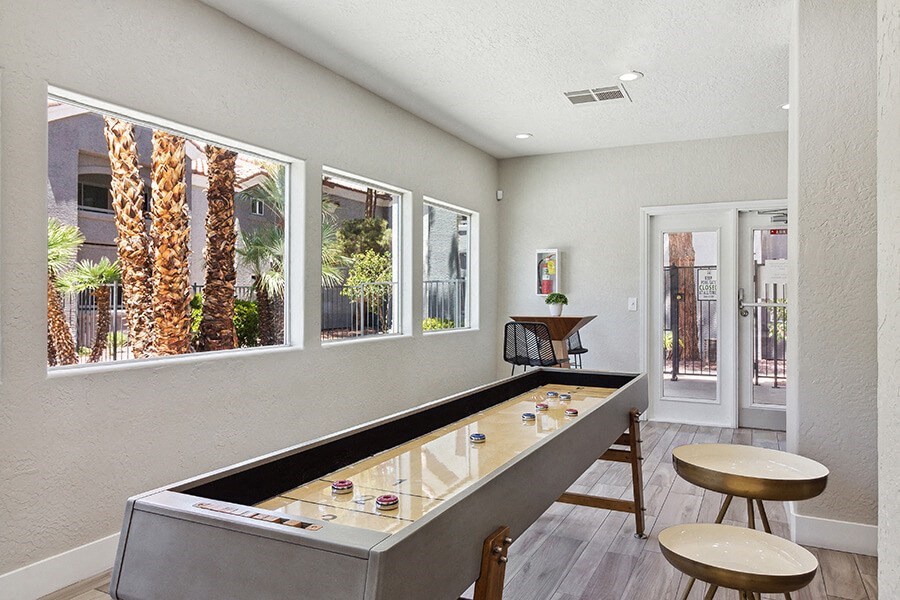 Community Game Room with Game Tables at Verraso Apartments in Las Vegas, NV.