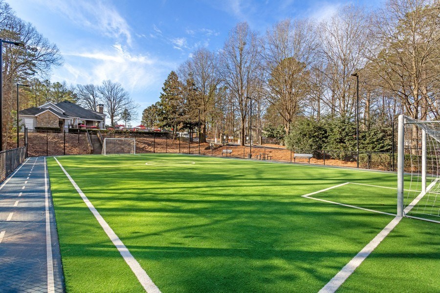 Resident soccer field with goal posts