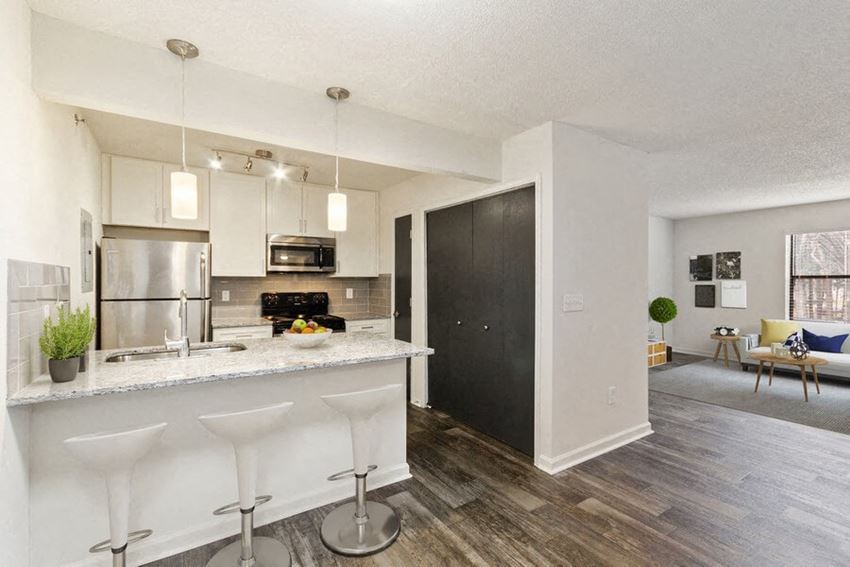 Model kitchen with bar seating