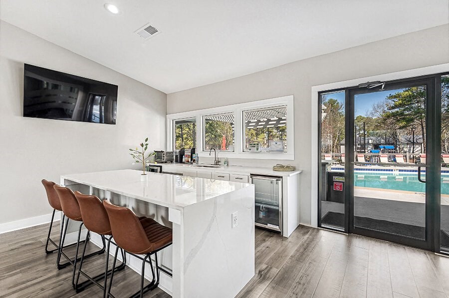 Community Clubhouse Kitchenette Area at Paramont Apartments in Duluth, GA.