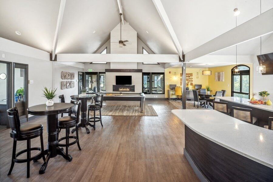 Clubhouse kitchen area at Esprit Cherry Creek, Glendale, CO
