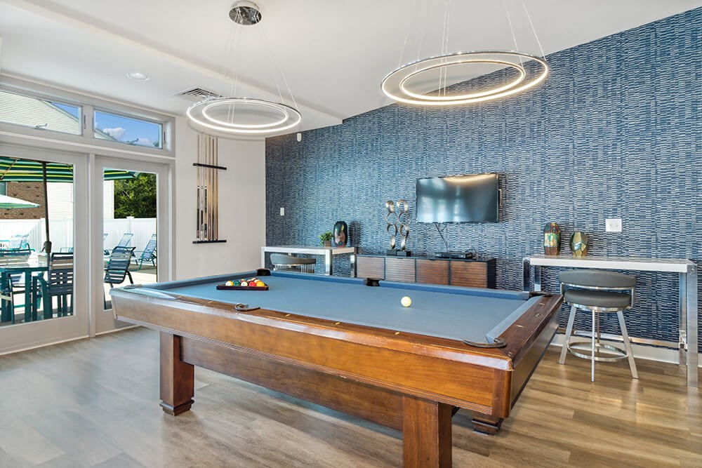 Clubhouse interior with billiards table