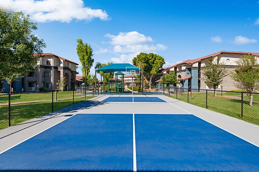 Community Pickleball Courts with Nets at Stillwater Apartments in Glendale, AZ.