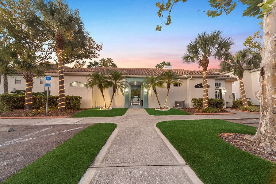 Community Clubhouse and Exterior at Vinings at Hunter's Green Apartments in Tampa, FL.