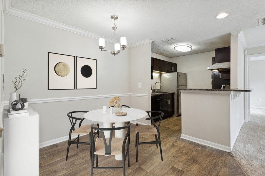 Model dining area and kitchen