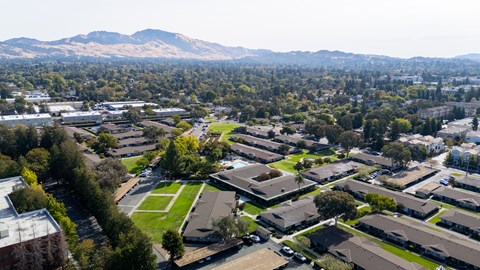 Aerial view of The Grove at Walnut Creek Apartments in Walnut Creek, CA.
