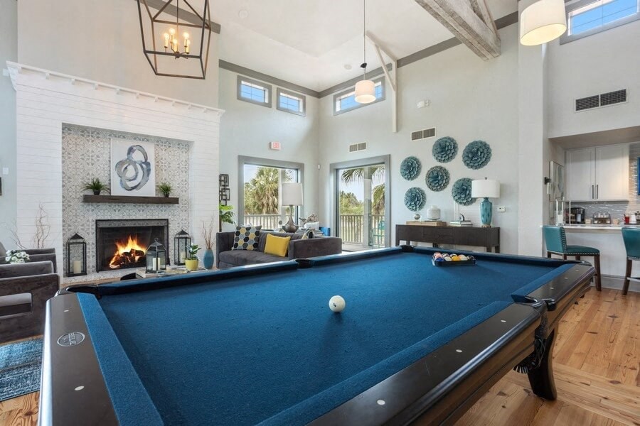 Pool table in clubhouse