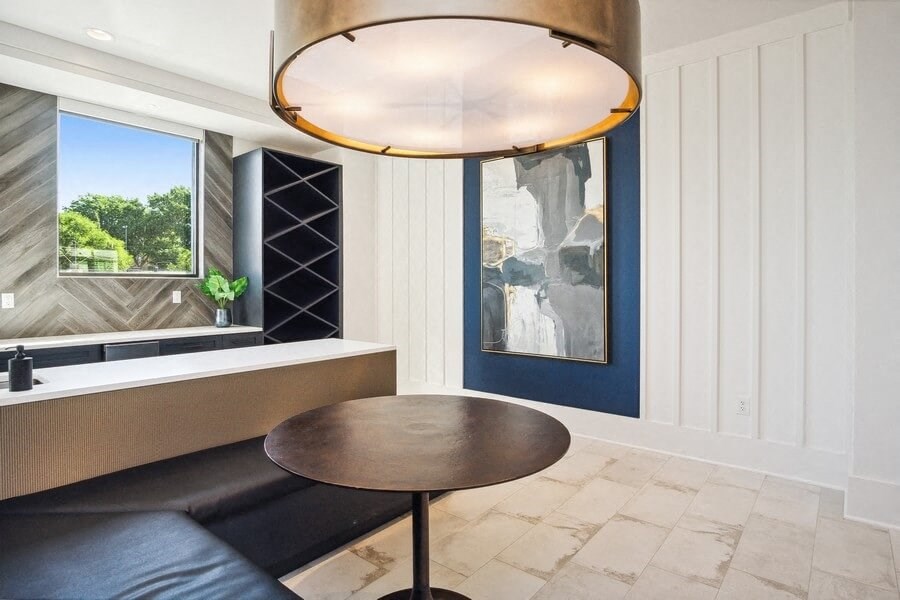 Community area with large booth