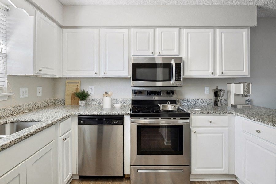 Model kitchen with stainless steel appliances