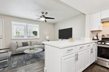 Model kitchen with bar seating and living room - Photo Gallery 6