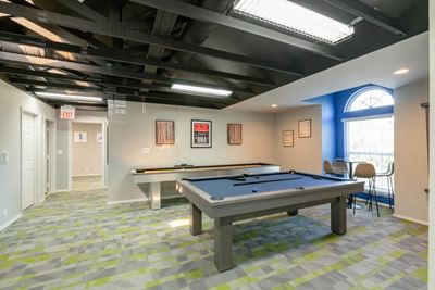 Clubhouse gaming area with pool table