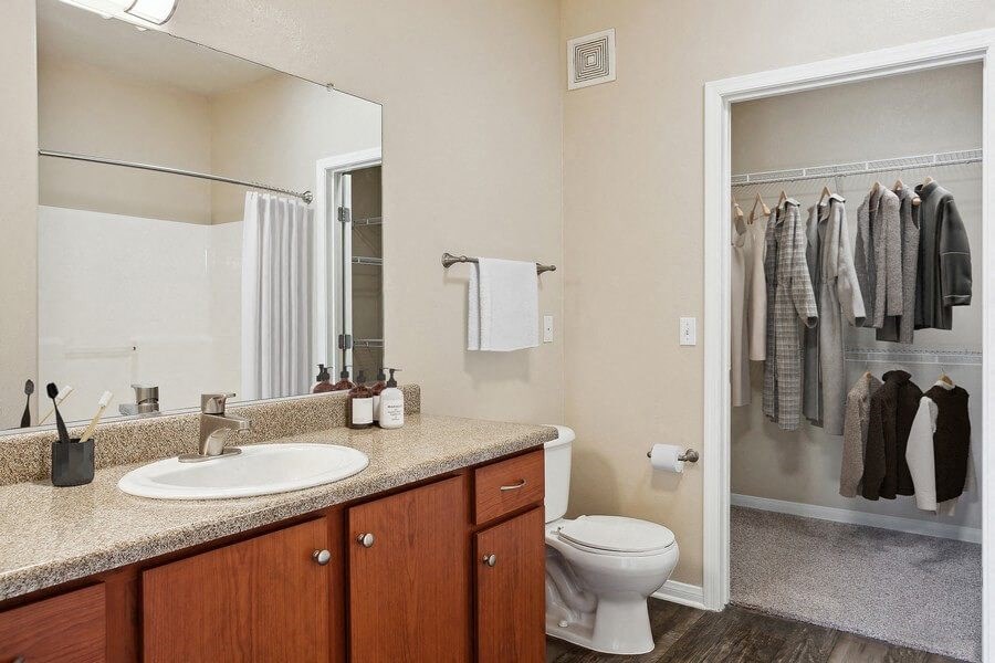 Model bathroom at Reserve at Rancho Apartments