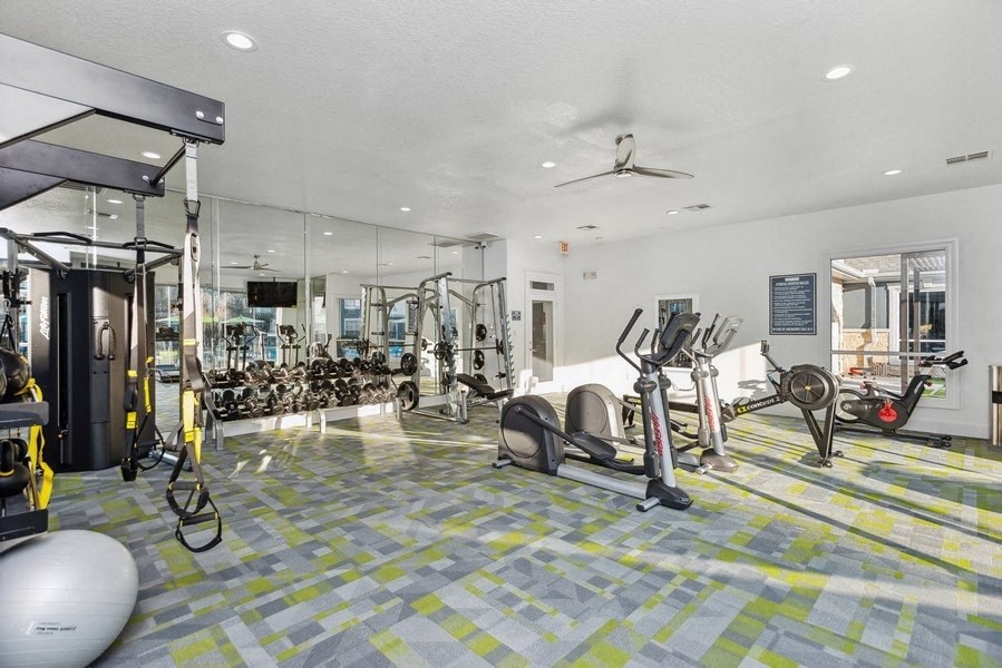 Community gym at Park West Apartments in Houston, Texas