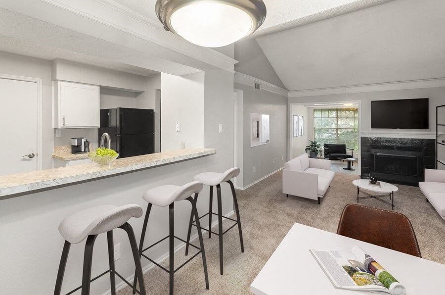 Model dining and kitchen at Cobblestone, Arlington, TX