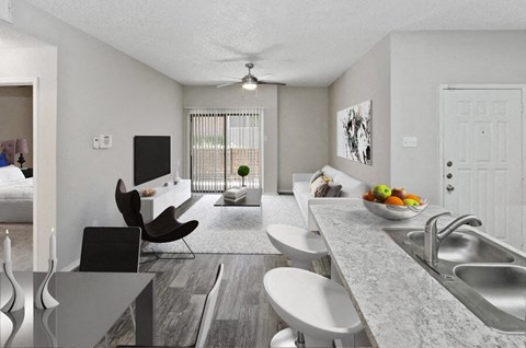 Model kitchen & dining with living room