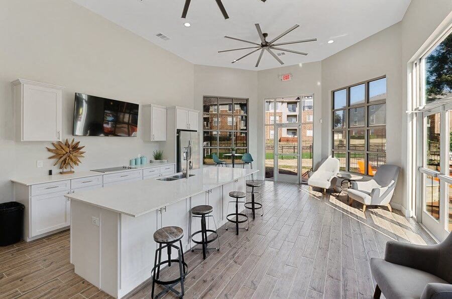 Clubhouse kitchen and bar seating