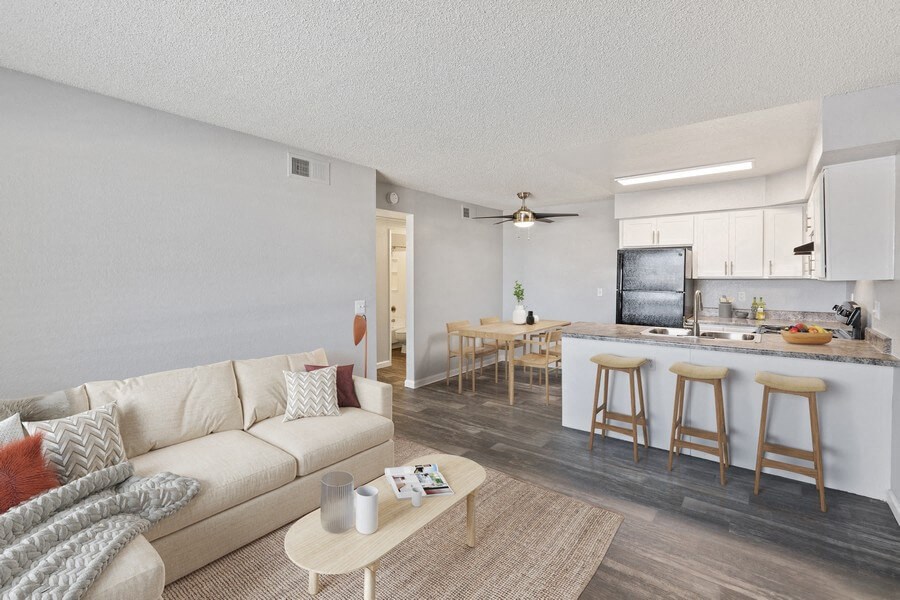 Model living room and kitchen