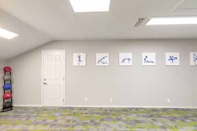 Yoga room with TV