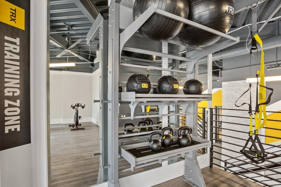 Fitness center with equipment