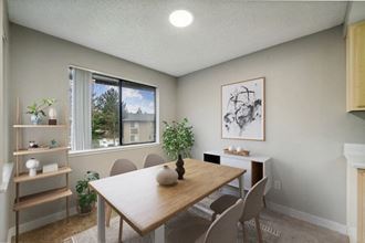 Model dining area with large window