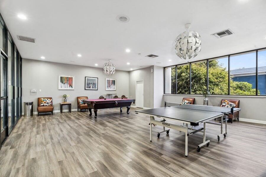 Recreation space with tables and billiards
