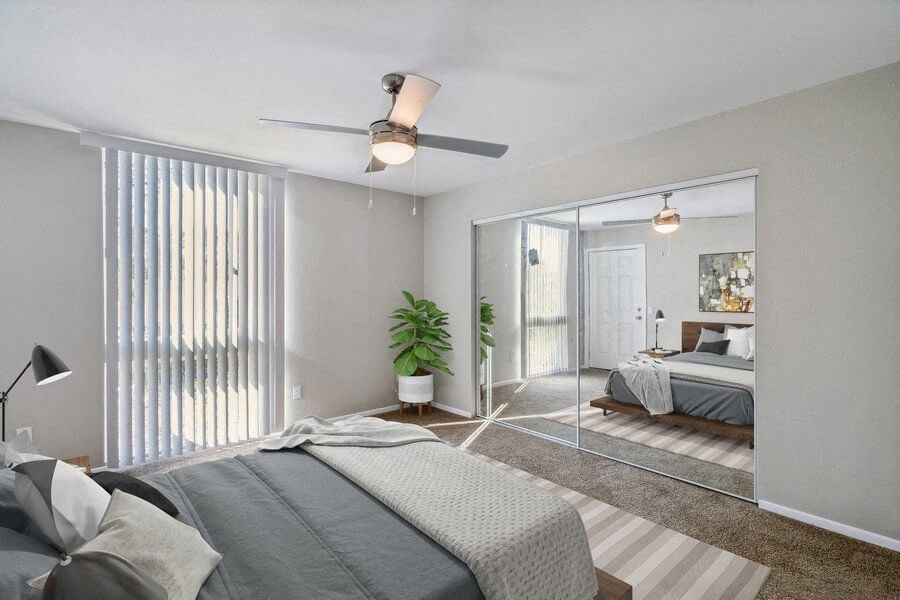 Model bedroom with large cosset