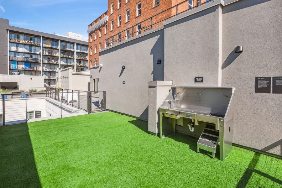 Outdoor pet wash station at TL Residences