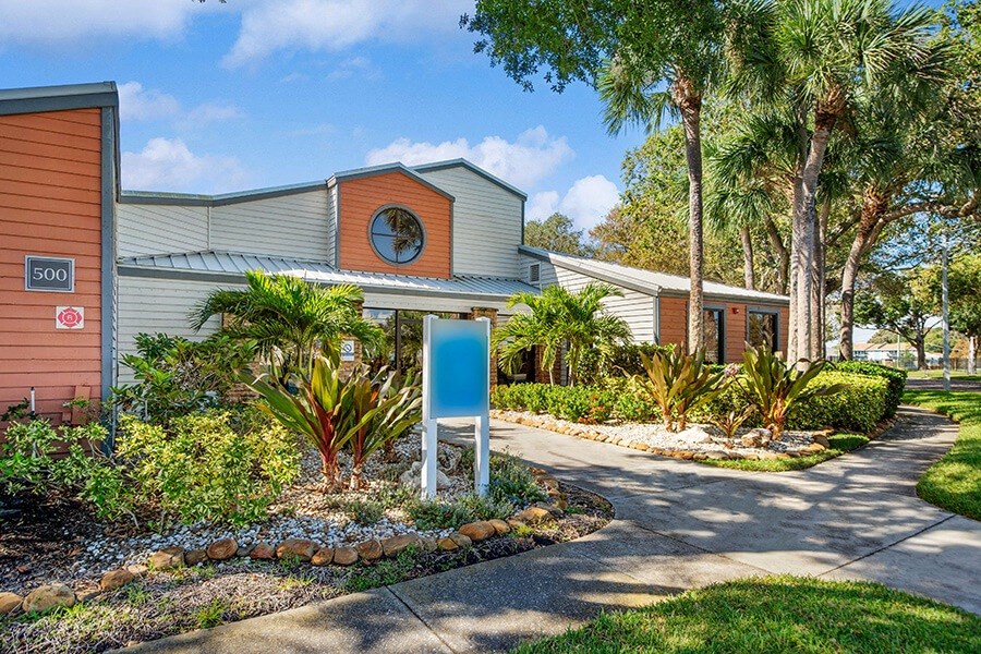 Community Clubhouse and Exterior at Bridges at Bayside Apartments in St. Petersburg, FL.