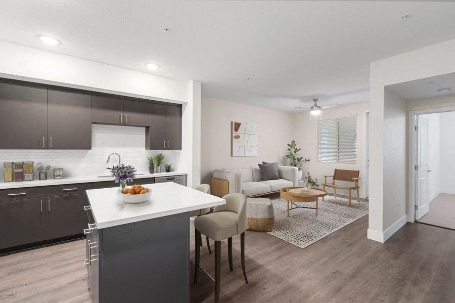 Model kitchen and living spaces